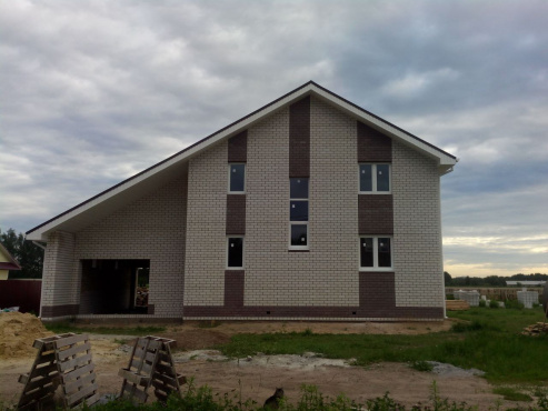 Дом 150м² с гаражом. Газосиликатный блок, силикатный кирпич