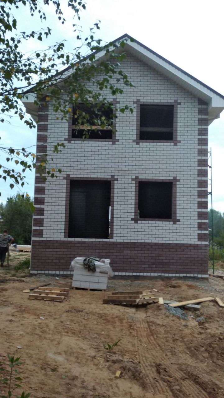 Дом 130м2. Газосиликатный блок, силикатный кирпич