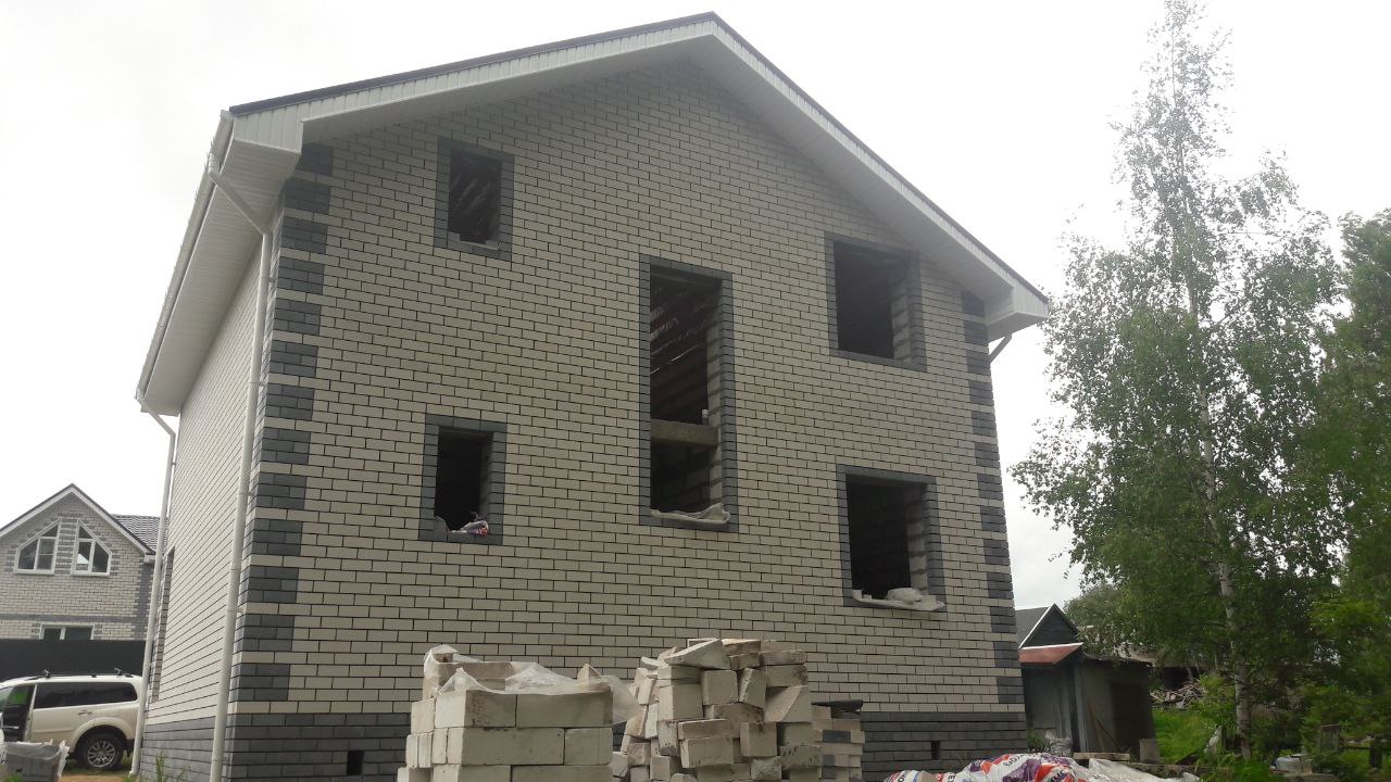 Дом 120м². Газосиликатный блок, силикатный кирпич