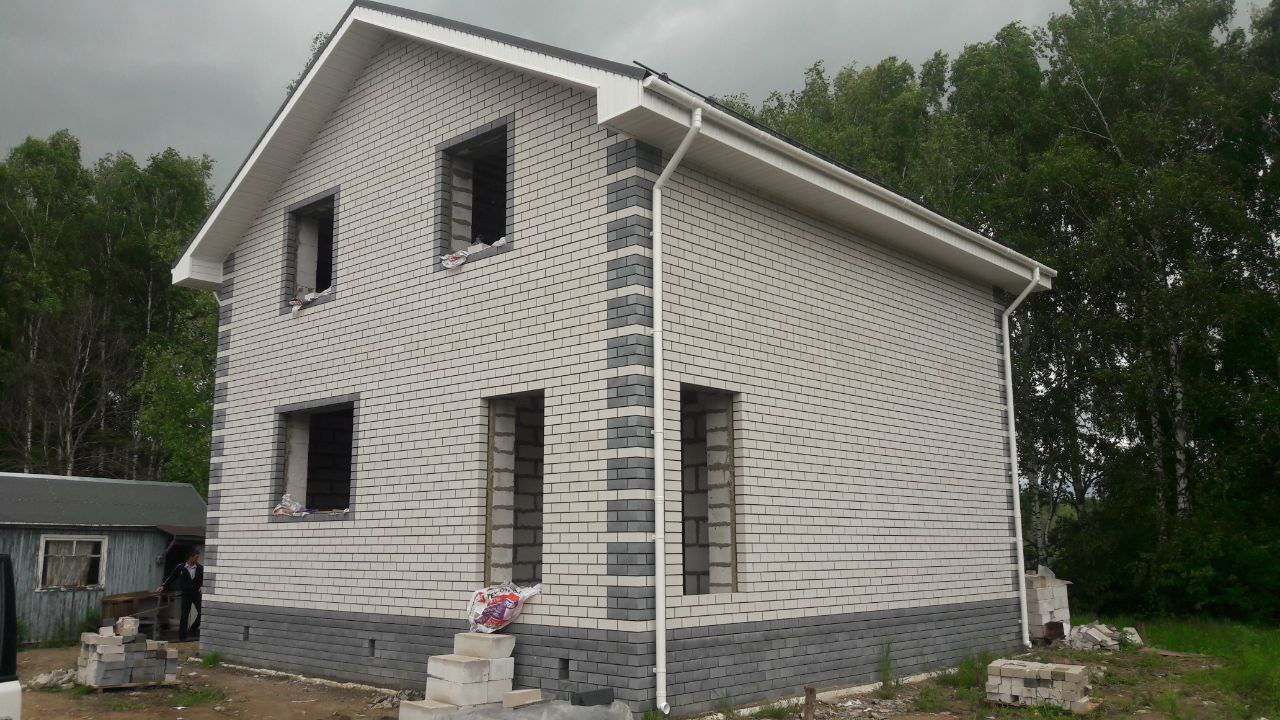 Дом 120м². Газосиликатный блок, силикатный кирпич